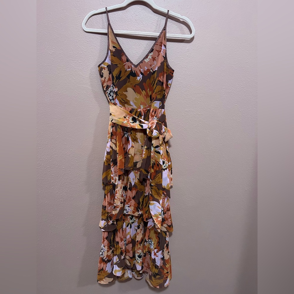 White House Black Market Tiered Floral Midi Dress